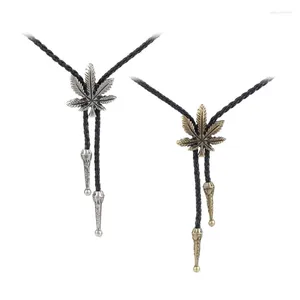 Bow Ties Delicada Monstera Bolo Tie Cowboy Punk Corbito Western Metal Entermo para camisa Jeans