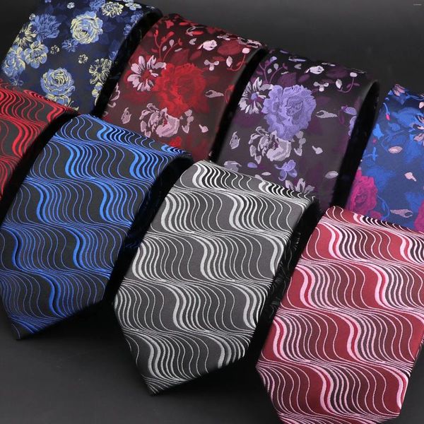 Pajaritas diseñadas para hombres Corbata de 7 cm de alta calidad Jacquard Tejido Corbata Flor Constelación Líneas de ondas Traje de esmoquin Camisa Corbata