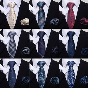 Bow Ties Dibangu Men Coldie Teal Blue Paisley Designer Silk Wedding Tie for Men Tie Hanky Cuffe Link Tie Set Business Party Drop 231102