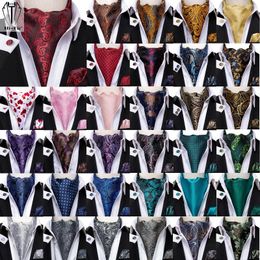 Pajaritas Gota de seda para hombre Ascot Hanky Gemelos Set Jacquard Paisley Floral Vintage Cravat Tie Venta al por mayor para negocios de boda masculinos