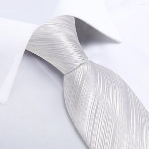 Bow Ties Dubulle White massief gestreepte 2023 Silk Wedding Tie voor mannen Gift Heren Ntransmode Fashion Business Party Dropshiping Designer