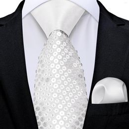 Noeuds papillon élégant blanc paillettes cravate avec poche carré hommes femmes scène Performance bal Paillette accessoires cravate cadeau en gros