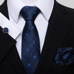 Bow Ties est Design Classic Festive Present Tie Pocket Squares Cuffle Link Set Coldie Blue Blue Homme's Day's
