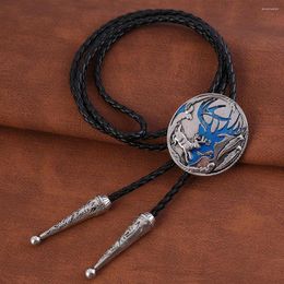 Bow banden Europese en Amerikaanse stijl Bolo Tie Animal Elf Elk Fashionable Men's Leather Cord Necklace