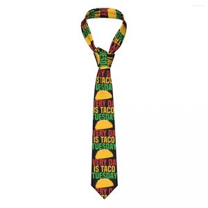Les nœuds à papiers tous les jours sont des cravates de taco mardi en polyester unisexe 8 cm Cinco de Mayo Neck for Mens Skinny Classic Accessories Gravatas