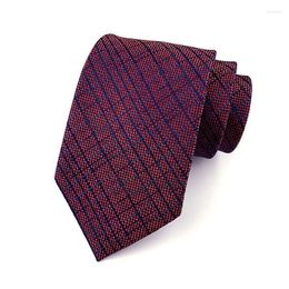 Bow Ties Factory Silk NecTie 8cm Fashion Heren Orange Red Plaid Cravats For Party Wedding Business Corbatas Para Hombre Yuu01