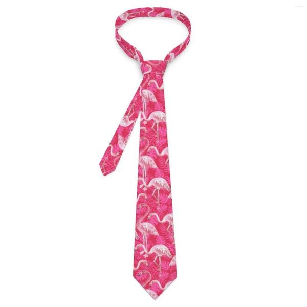 Pajaritas Fancy Pink Flamingo Tie Tropical Bird Patrón Cuello Cuello elegante para adultos Ropa diaria Accesorios de corbata