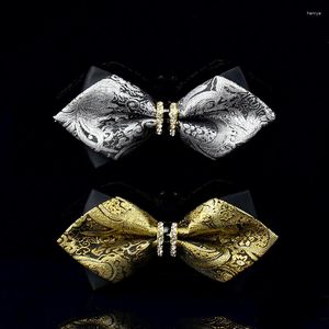 Bow Ties Fashion 2023 Men Designer Brand French Gentleman Tie Paisley Wedding Bowtie Business Butterfly Knot Gift Box