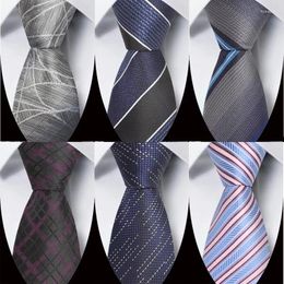 Bow Ties Fashion 8cm Men's Classic Tie Jacquard Woven Cravatta Stripes Plaid Neckties Business Cer pour les accessoires de fête de mariage