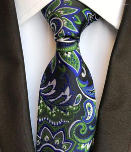 Cravates d'arc Mode 8cm Soie Hommes Paisley Bleu Vert Cravate Jacquard Tissé Cravate Costume Hommes D'affaires De Noce Formelle Cadeau De Cou