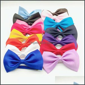 Pajaritas Accesorios de moda Perro Gato Mascota Cuello Suministros para niños Tocado Ajustable Niños Color sólido Bowtie Acc Dhc0W