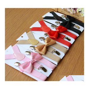 Bow Ties Fashion verstelbare en elastische kinderen Suspenders met Bowtie Tie Set matching outfits voor meisjeskleding Drop Delivery Dh7T1