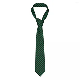 Bow Ties Fashion Black and Cadmium Green Checkerboard For Party Custom Men Geometric Plaid Neckties