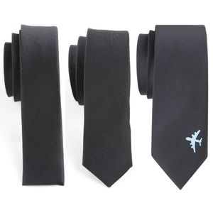 Boogbladen mode casual 3,5 cm/8 cm slanke zijden stropdas vaste kleur zwarte handgemaakte mannen geweven magere stropd