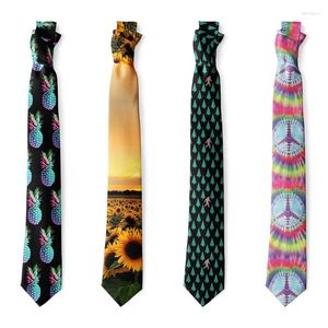 Bow Ties mode coloré carré numérique imprimé cravate large nouveauté pour hommes adolescents décontractés.