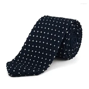 Bow Ties Fashion Knitt 7 cm Tie Weave Blue Dot Weave para hombres Regalo de hombres para hombres de negocios casuales con caja