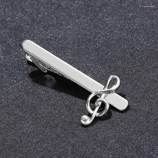 Bow Ties Fashion Korean Lunes Men Metal Musical Note Tie Clip Clip argenté pour le bar de danse Business Wedding State Gift Bijoux Collier