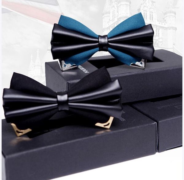 Corbatas de lazo de moda para hombre, corbata de cuero para hombre, doble novio, boda, regalo de matrimonio, regalos en venta