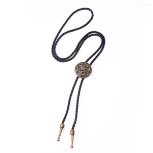 Cravates d'arc Cravate de mode bronzée style ethnique chinois hommes Bolo cravate en cuir chaîne pull chemises amoureux collier bijoux noeud papillon