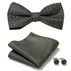 Pajaritas Moda Paisley Floral Check Tie Pañuelo Set Hombres Mariposa Boda Carvat Con Gemelos Novio Esmoquin BowtiesBow