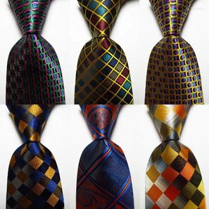 Bow Ties Fashion Plaid Tie heren 9cm zijden stropdas set groen blauw goudgeel geel jacquard geweven