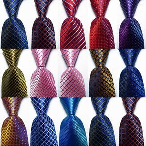 Bow Ties Fashion Plaid Tie heren 9 cm zijde stropdas set goud roze blauw jacquard geweven geweven