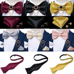 Bow Ties Fashion Red Paisley Solid Pink Men's Tie Set Business Wedding Bowknot Self Bowtie Groom Party Accessoires Dibangu