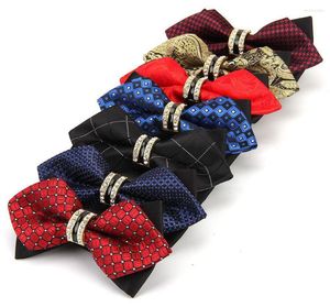 Boogbladen mode rood zelf stropdas blauw voor mannen zwarte bowtie heren bruiloft gouden strass bruidegom witte strikjes roze b006