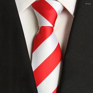 Bow Ties Fashion Red White Stripe Business Work Tie Classic 8cm pour hommes Accessoires Silk Wedding Neckties Party Gifts Men