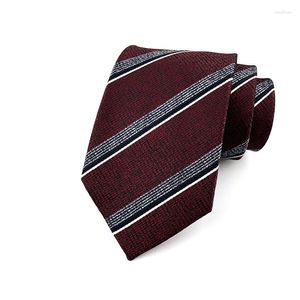 Noeuds papillon mode soie cravate hommes vin rouge noir rayé Plaid pour fête mariage affaires longues Corbatas Para Hombre YUU07