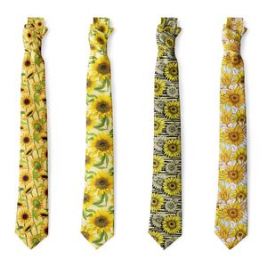 Bow Ties Fashion Sunflower Men 8cm Necktie Slim-fit Polyester Business Wedding Accessories Novelty Casual Gift