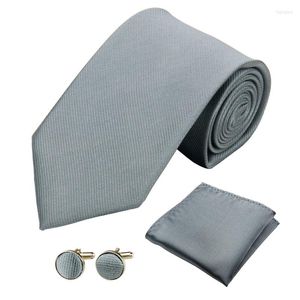 Pajaritas Conjunto de corbata de moda para hombres y mujeres 8CM 3.15 '' Boda Seda Negro Rojo Azul marino Rosa Gris Blanco Gemelos Conjuntos de corbata de pañuelo