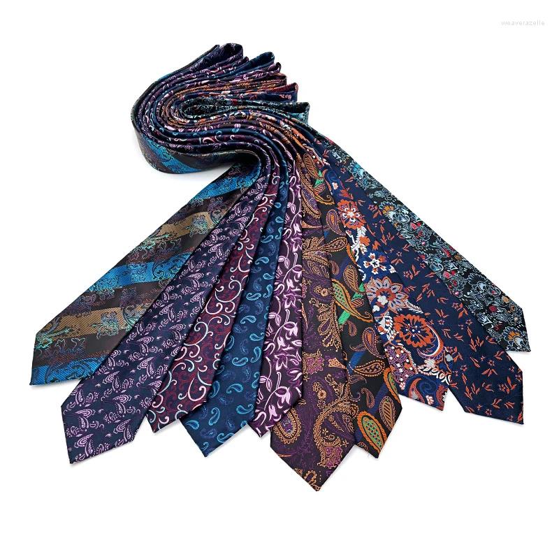 Pañuelos de lazo Moda Vintage Paisley Floral Jacquard 8 CM Corbata para hombres de alta calidad Negocio Azul Corbata Accesorios Masculinos Caja de regalo