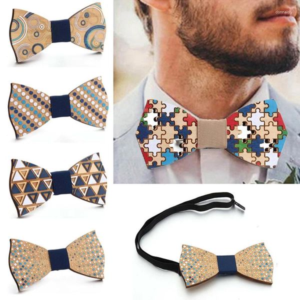 Corros de arco de moda corbata de madera para hombres Bowtie de madera natural hecha a mano Camiseta de boda Bownot Regalos