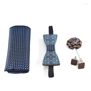 Back Ties Fashion Wooden Tie Mens Regalos de bolsillo Pocket Square 5 PCS/Set Hankerchief