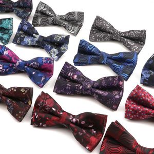 Strikjes Bloemen Ontworpen Golven Lijnen Mode Heren Bowtie Party Business Bruiloft Bruidegom Vlinder Vintage Rood Blauw Stropdas Pak Cadeau