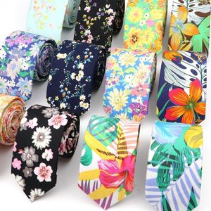 Boogbladen Bloembladen voor mannen Vrouwen 6 cm 100% katoen casual bloemenprint Skinny Neck Wedding Party Classic Suits Daily Wear