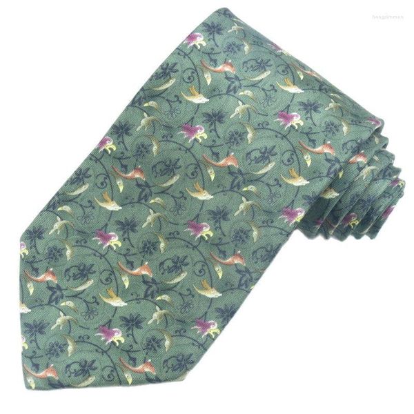 Fliegen Blumen und Vögel bedruckte Seidenkrawatte 9 cm breit Krawatte für Männer Navy Fancy Adult Business Gravata