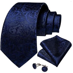 Pajaritas para hombre 2023 lujo azul real Paisley seda boda elegante hombre accesorios cuello y pañuelo gemelos regalo