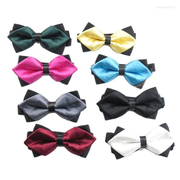 Pajaritas para hombres Esmoquin de boda Sharp Double Bowtie Color sólido Cravat Bowknot Novio Regalos Gravate