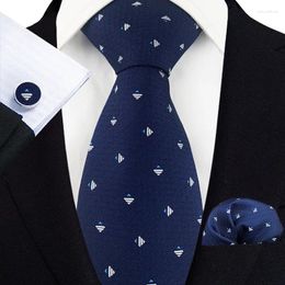 Noeuds papillon pour hommes Hanky bouton de manchette cravate ensemble hommes costume formel vêtements Gravatas Hombre Polyester mouchoir cou cravate homme