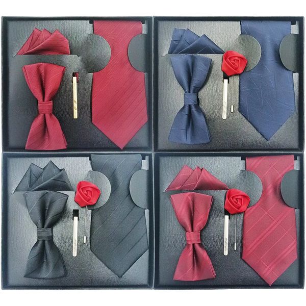 Cravates d'arc Cravate pour hommes formelle écharpe carrée boîte-cadeau mode dîner de mariage marié cravate noeud papillon costume 231013