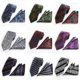 Noeuds papillon cravate formelle homme cravate Hanky costume argent vêtements Paisley Floral soie cadeau pour papa ou petit ami hommes mouchoir Cravat