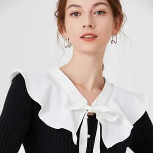 Nœuds papillons français doux à volants faux collier écharpe avec jupe de protection solaire multifonctionnelle blanche cravate