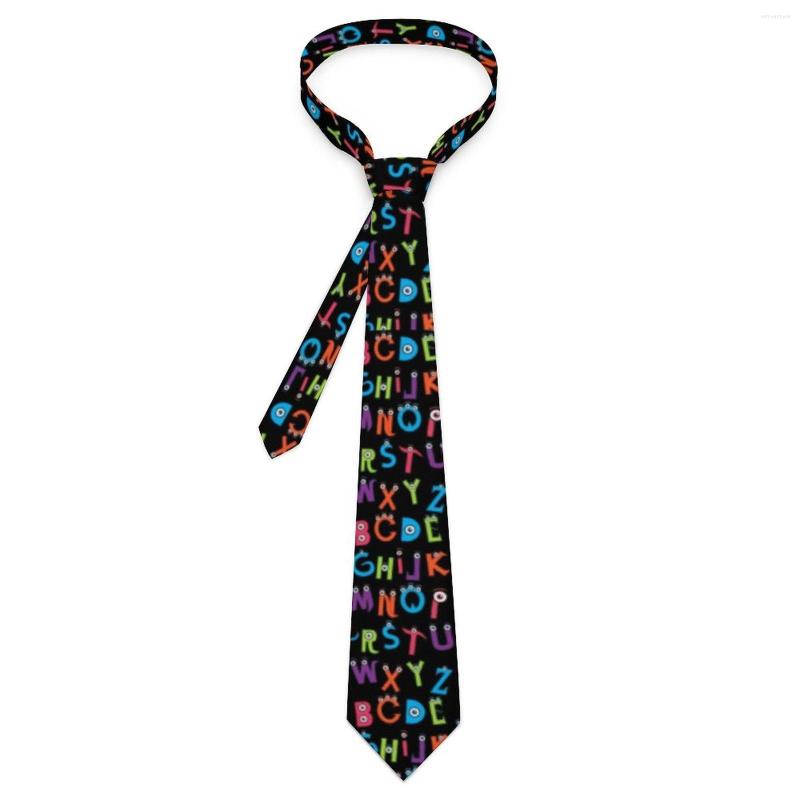 Pajaritas divertidas letras impresas corbata monstruo alfabeto desgaste diario cuello retro moda para unisex collar gráfico corbata regalo