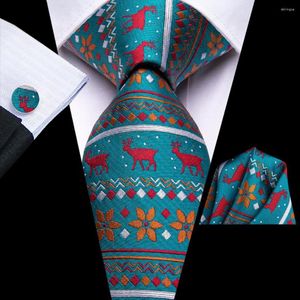 Noeuds papillon cadeau cravate de noël pour hommes bleu sarcelle 2023 marque de mode fête de mariage cravate Handky bouton de manchette en gros Hi-Tie Designer