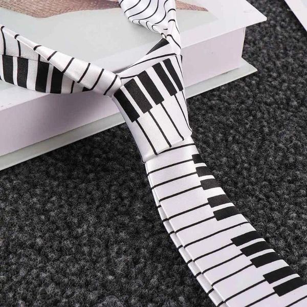 Noeuds papillon cadeaux pour hommes déguisement mode cravate maigre noir blanc piano clavier cravate musique