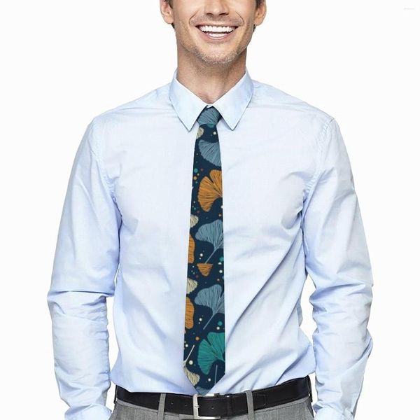 Pajaritas Ginkgo Biloba Corbata Hojas coloridas Impresión Cuello personalizado Kawaii Collar divertido para unisex Adulto Negocio Corbata Accesorios