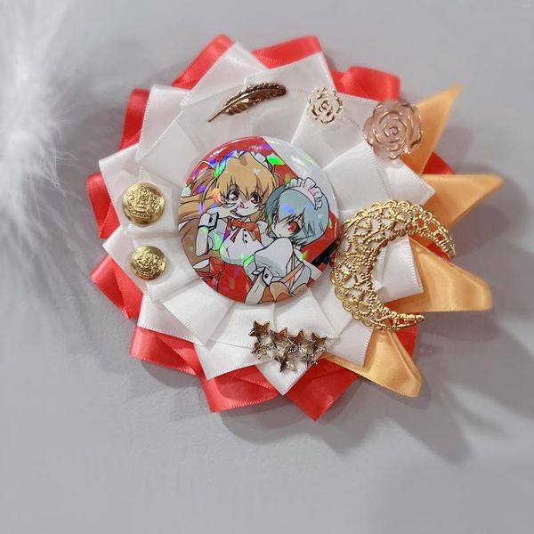 Nœuds papillon fille bricolage Anime Cosplay alliage 3D Floral remplissage sac de douleur Itabag Lolita barre broches broches noeud papillon cadeau sac à dos porte-badge plateau de base