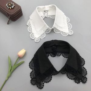Noeuds papillon filles dentelle florale Faux colliers pour femmes Vintage noir blanc chemise pull détachable Faux amovible vêtements accessoire